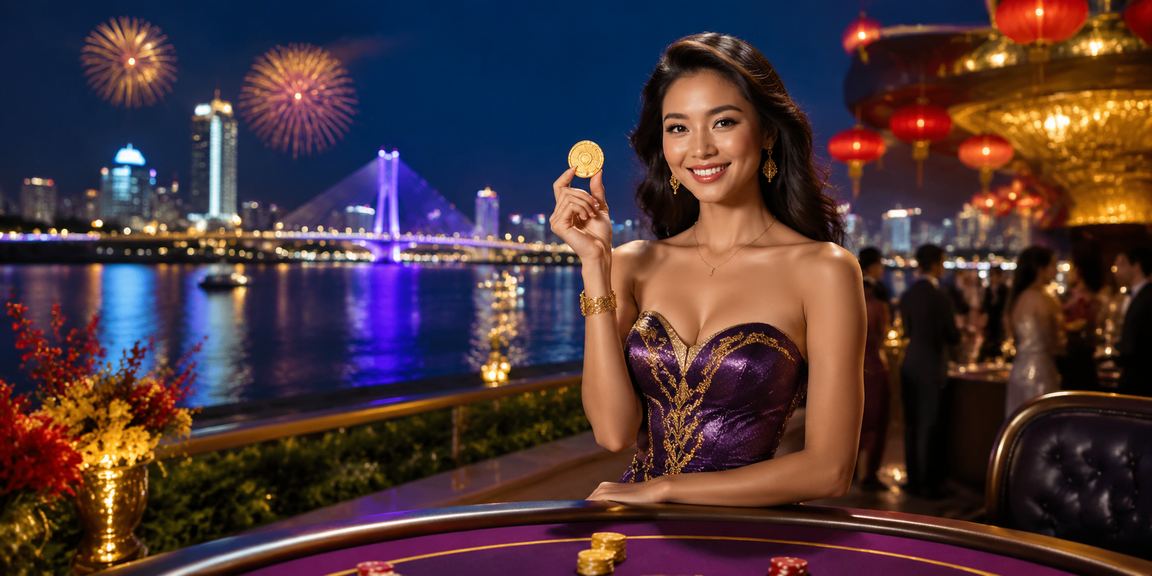 Không khí lễ hội xổ số và giải trí tại Đà Nẵng về đêm với đám đông sôi động và ánh đèn rực rỡ