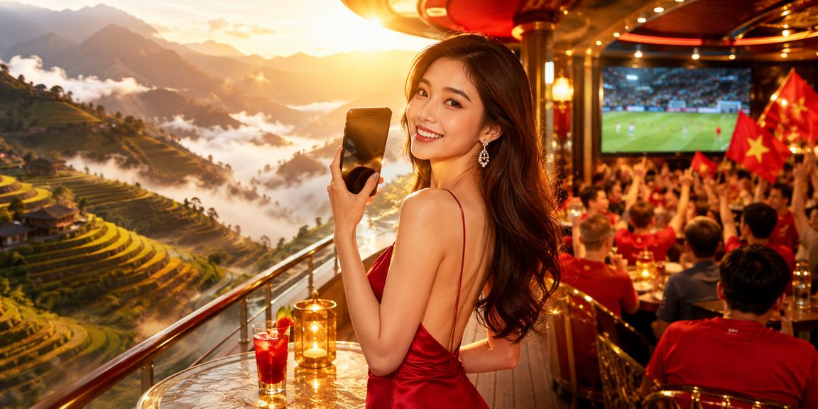 Người dùng tại Sa Pa sử dụng điện thoại di động để truy cập nền tảng cá cược 6422 trong không gian núi rừng